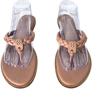 Tory Burch Braided Benton Leather Thong Sandal Blush Nude Pink Flat Size 10